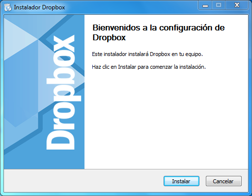 asistente de instalación de dropbox en Windows