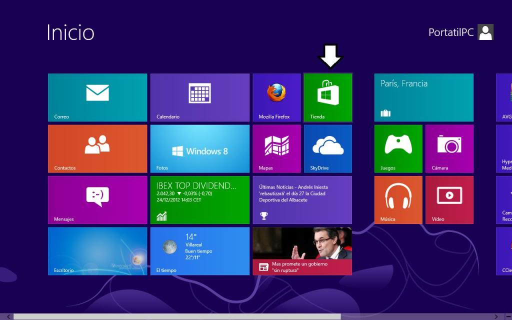 Tienda de aplicaciones de Windows 8 desde la interfaz metro