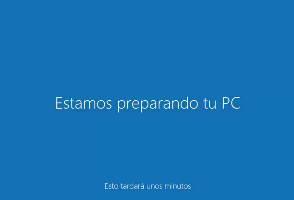 Última pantalla de instalación de Windows 8