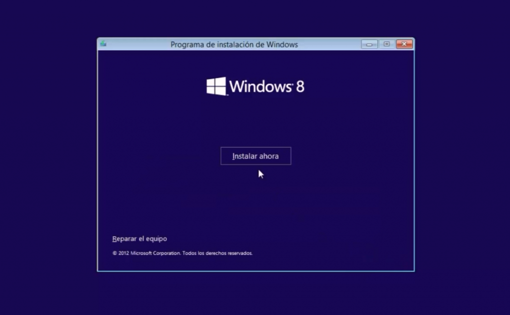 Reparar o instalar Windows 8