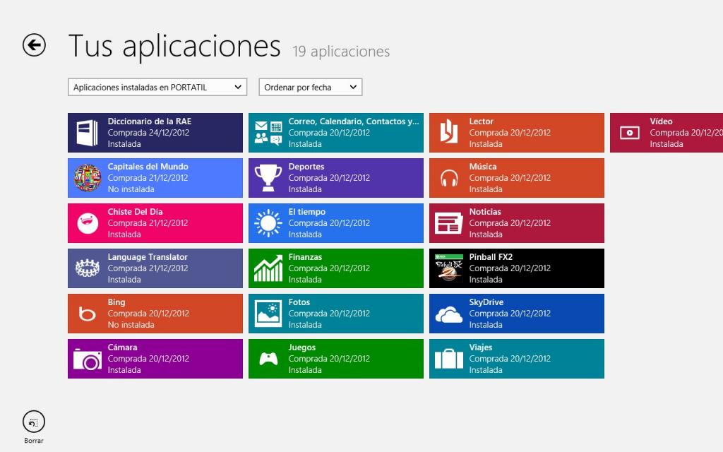 Mis aplicaciones de la tienda de Windows 8