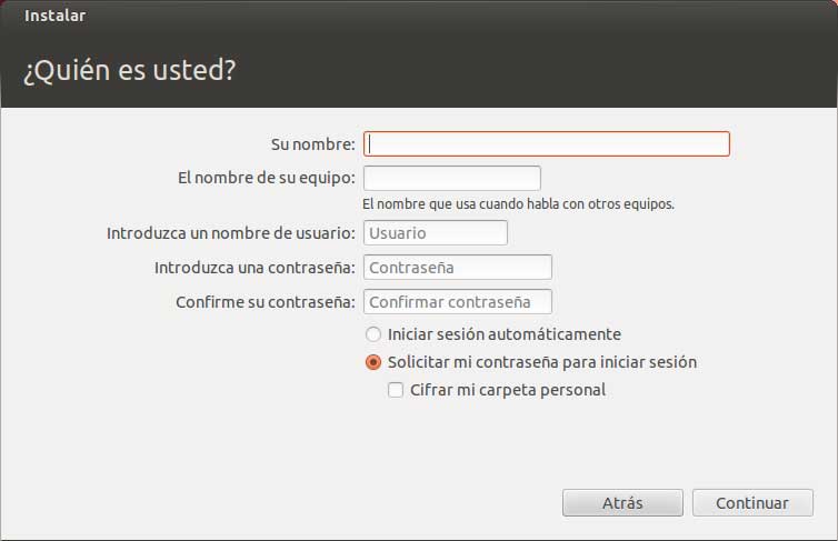 Configuración de nombre instalación Ubuntu