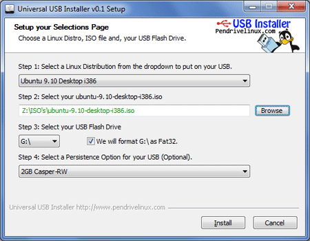 Universal USB installer, el asistente de instalación de Linux para USB desde Windows