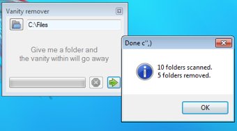 Eliminar carpetas vacías en Windows 7 con Folder Vanity remover