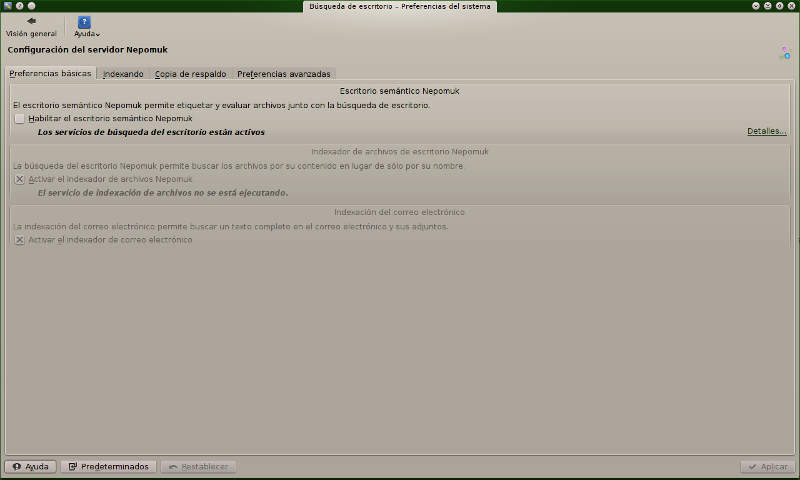 Panel de búsqueda de Nepomuk en KDE 4.10