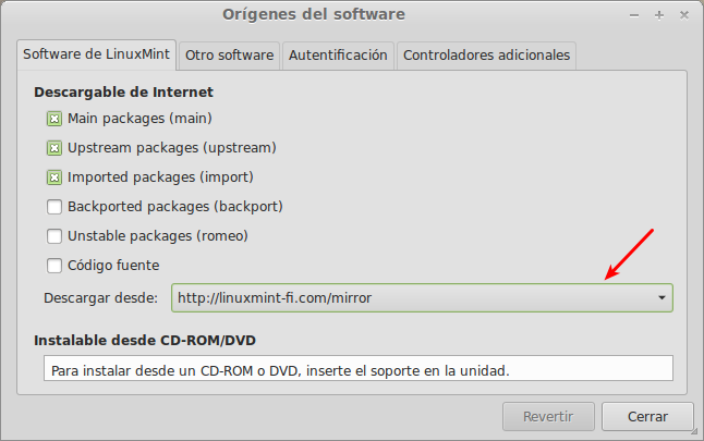 Selección de servidor en Orígenes del software