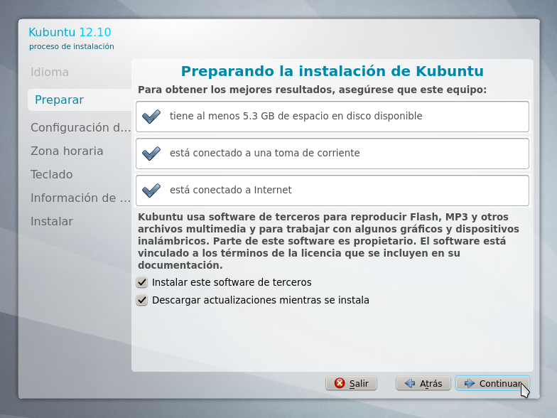 Instalar códecs y actualizaciones Kubuntu 12.10