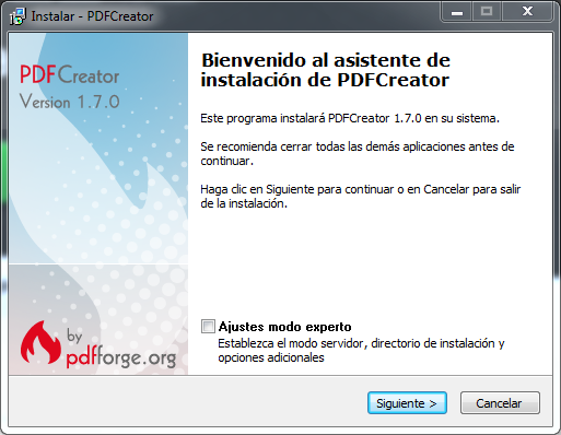Instalar PDFCreator Windows width= height=