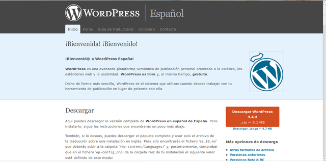 Pagina de WordPress Español