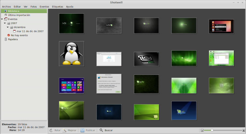 Biblioteca de fotografías de Shotwell 0.14 en Ubuntu