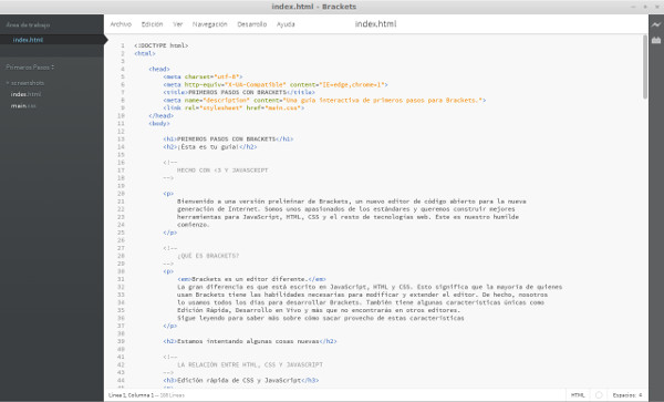Brackets: Editor web libre, gratuito y multiplataforma