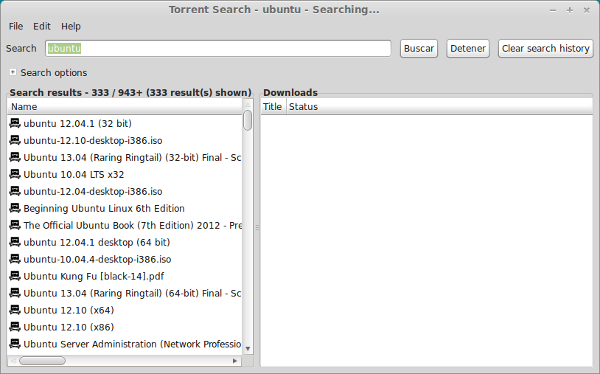 Buscador de archivos torrent en Linux con Torrent Search
