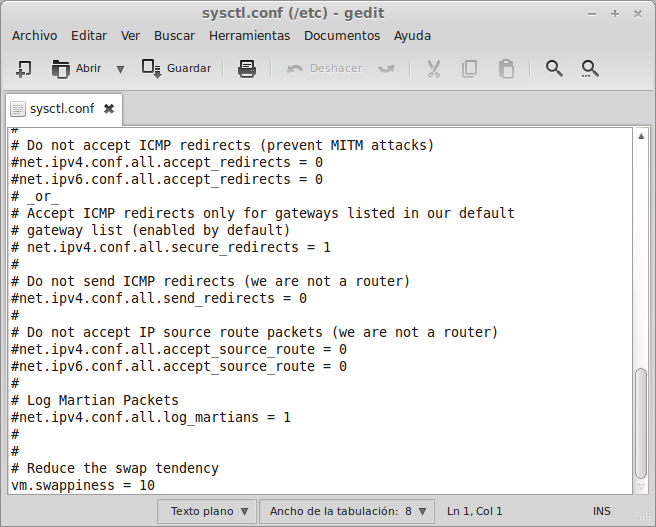 cambiando valores RAM y SWAP Ubuntu