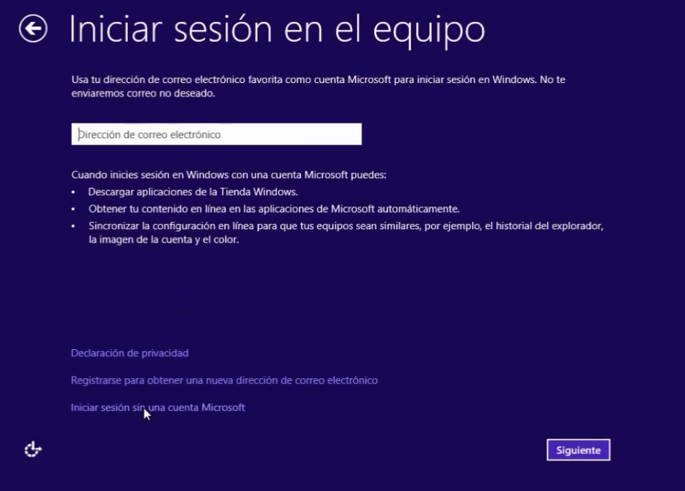 Insertar correo electrónico en Windows 8