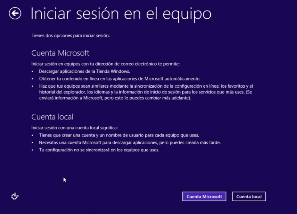 inicio de sesión en Windows 8