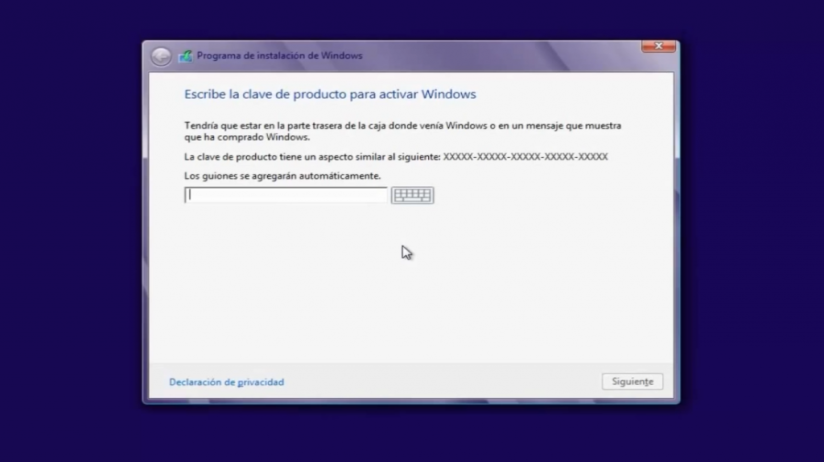Serial instalación Windows 8