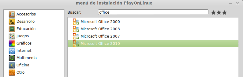 Instalar office 2010 desde playonlinux