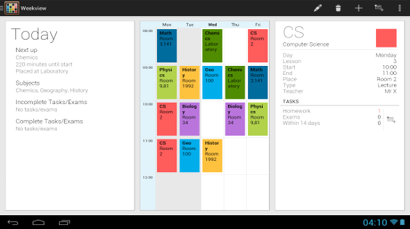 Gestionar horarios con Timetable en Android