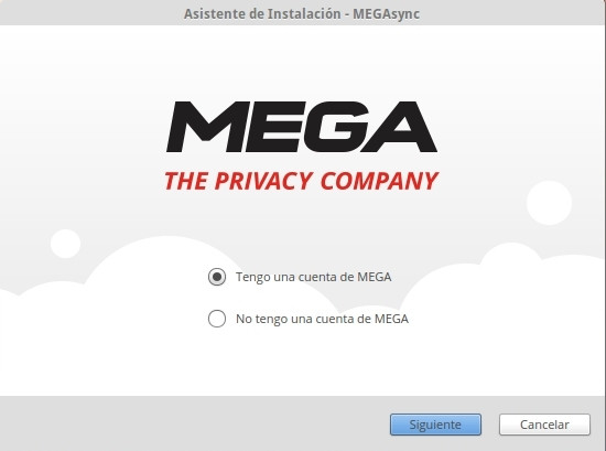 MegaSync Linux pantalla inicial