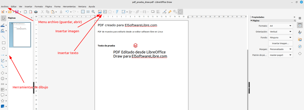 Editar PDF con LibreOffice Draw