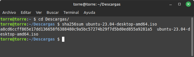 Verificar ISO Ubuntu sha256sum