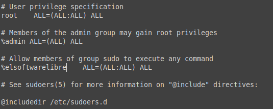 Archivo sudoers en Linux