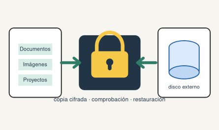 Esquema de carpetas de Linux que se guardan cifradas con Restic en un disco externo y se restauran en otra carpeta