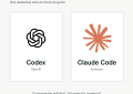 Comparación editorial de Codex y Claude Code con símbolos oficiales de OpenAI y Anthropic
