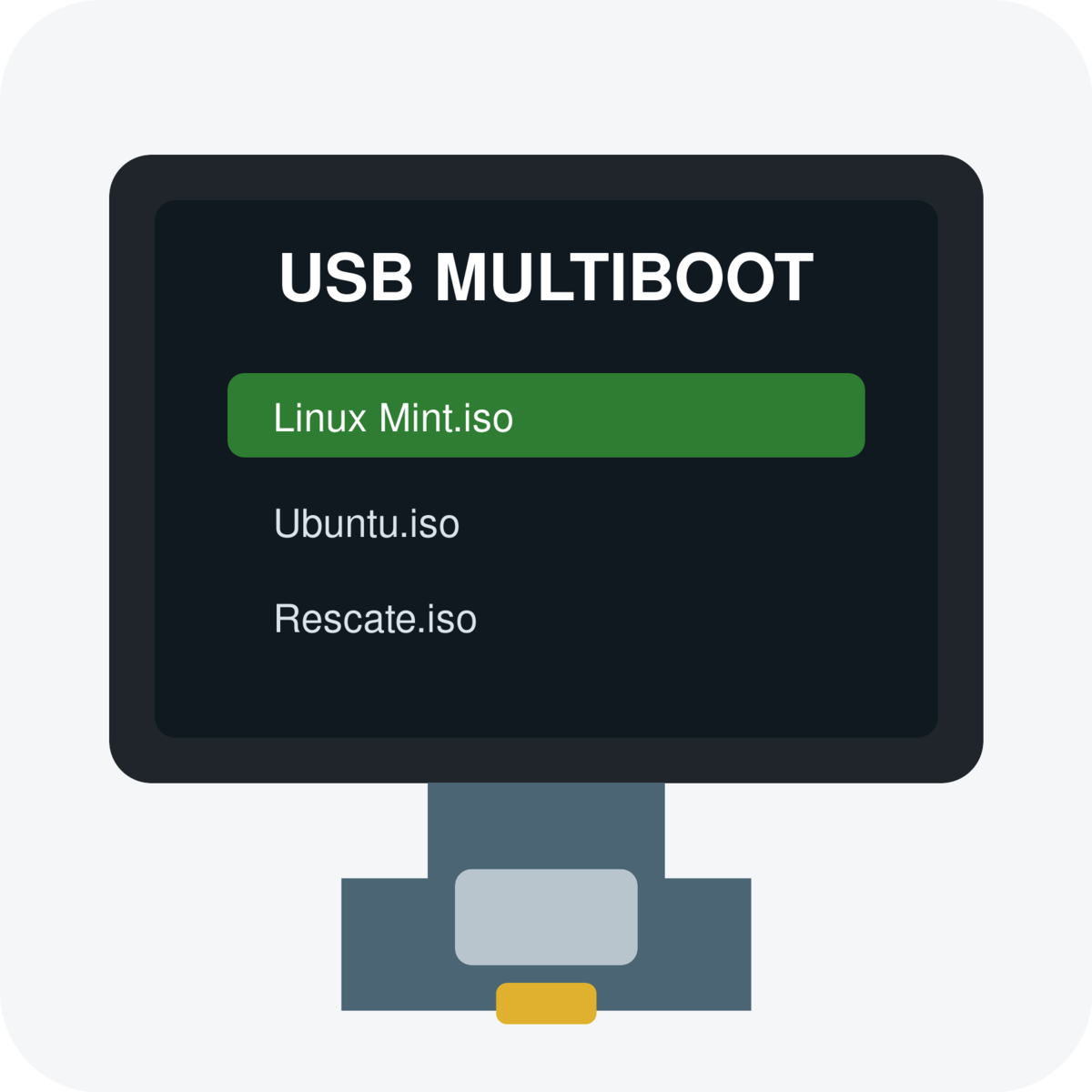 Menú de un USB multiboot con varias imágenes ISO