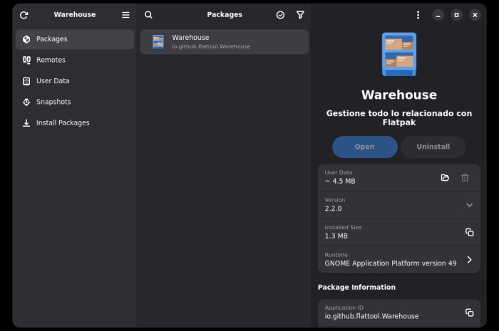 Warehouse: gestionar aplicaciones Flatpak y sus datos sin usar la terminal